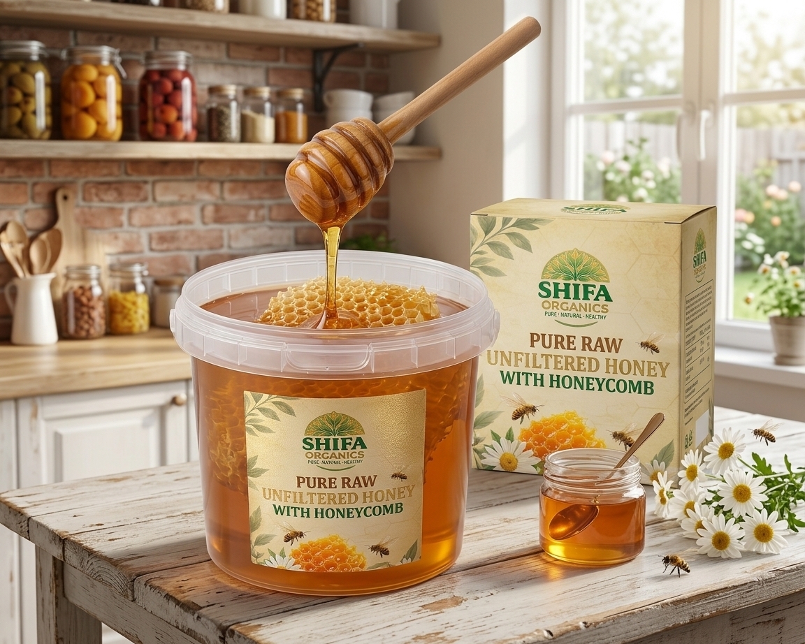 Shifa Organics - Raw Honey with Honeycomb - Image 2
