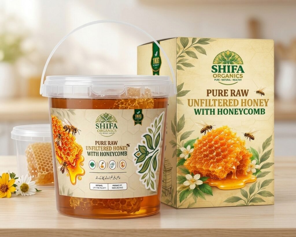 Shifa Organics - Raw Honey with Honeycomb