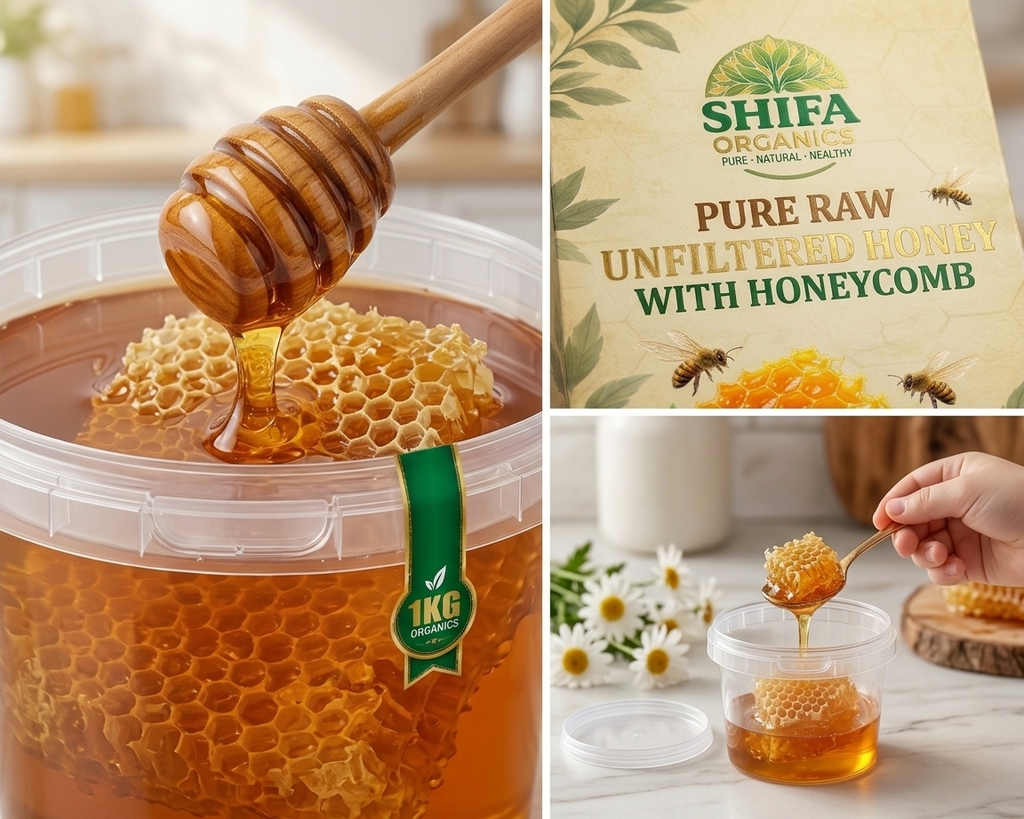 Shifa Organics - Raw Honey with Honeycomb - Image 3